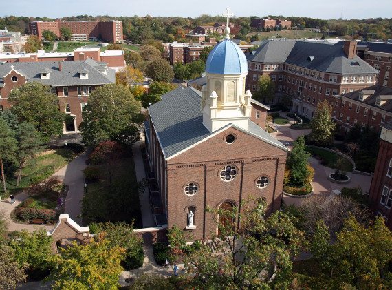 The Chapel with Chaminade and St. Joseph Halls in the Background